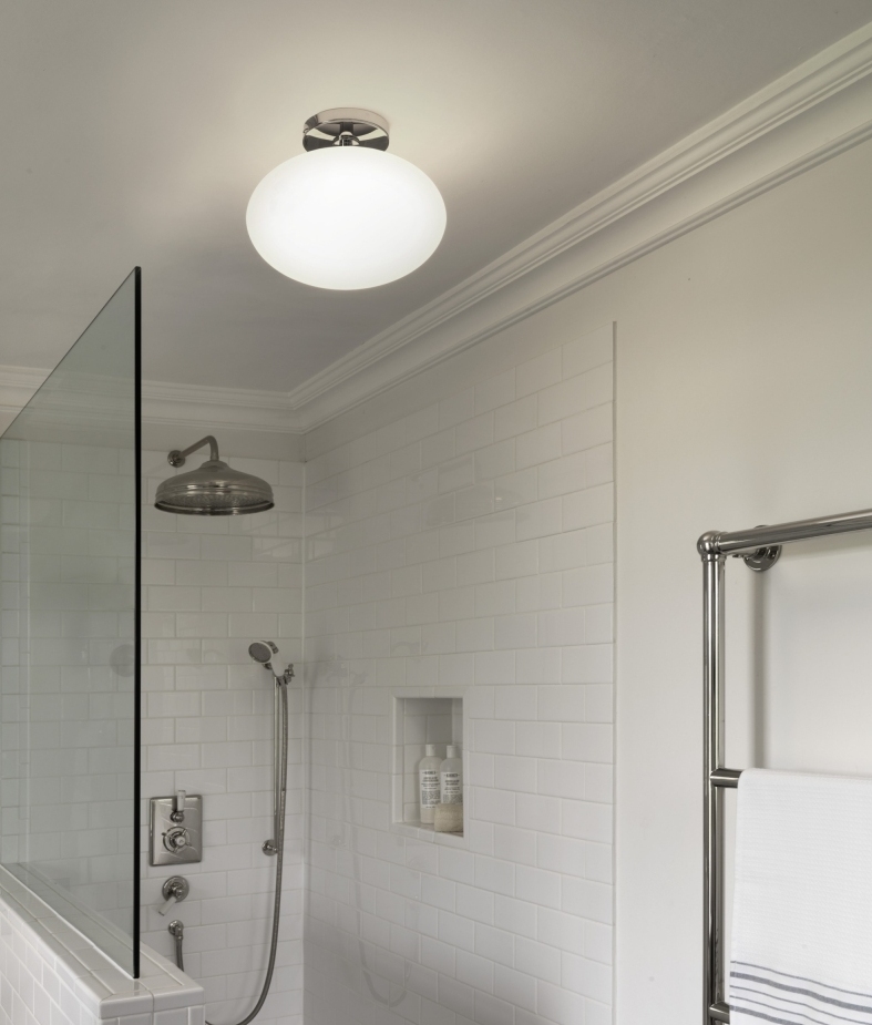 Bathroom Ceiling Light - Oval Duplex Opal Glass on Drop Stem IP44 and ...